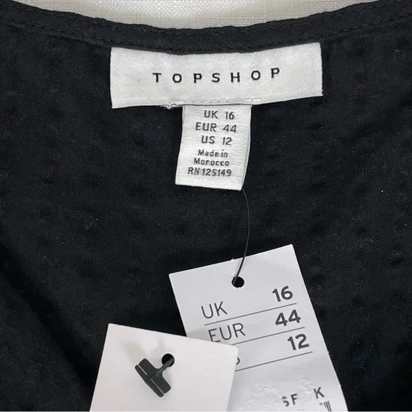 TOPSHOP tank top layered looking Flowy blouse SOLID BLACK V neck sleeveless 12 - Picture 5 of 11